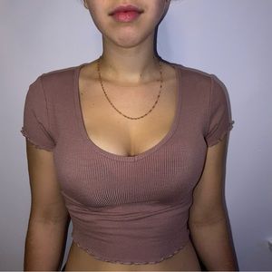 🎀🥂Pink Ribbed Cropped Shirt🥂🎀